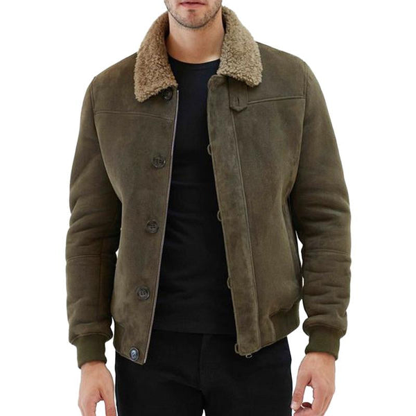 Men's Vintage Solid Color Suede Jacket