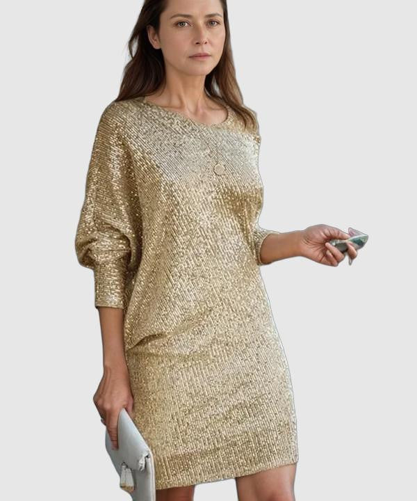 Contrast Sequin Off-Shoulder Mini Dress - Party-Ready Glam Look