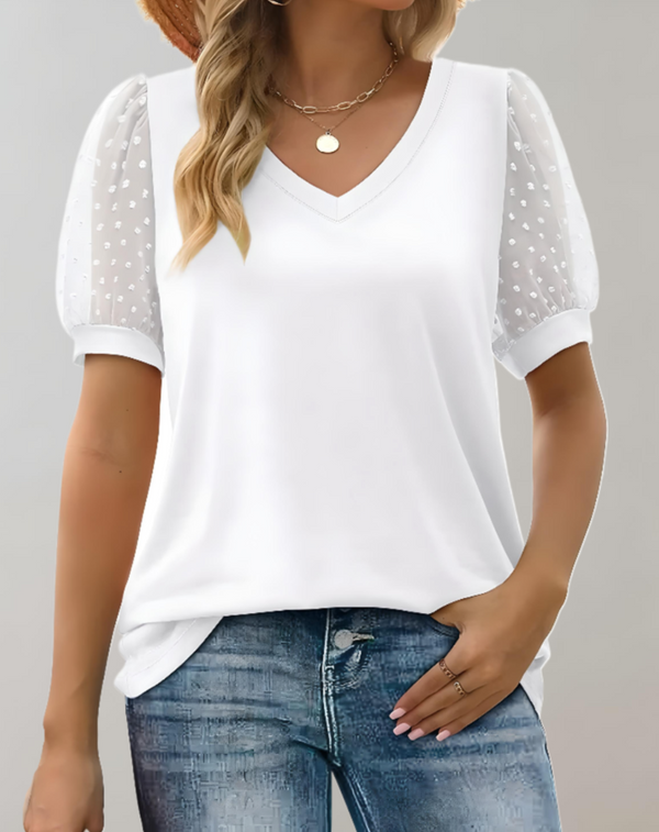 Women's Casual Short Puff Sleeve Top