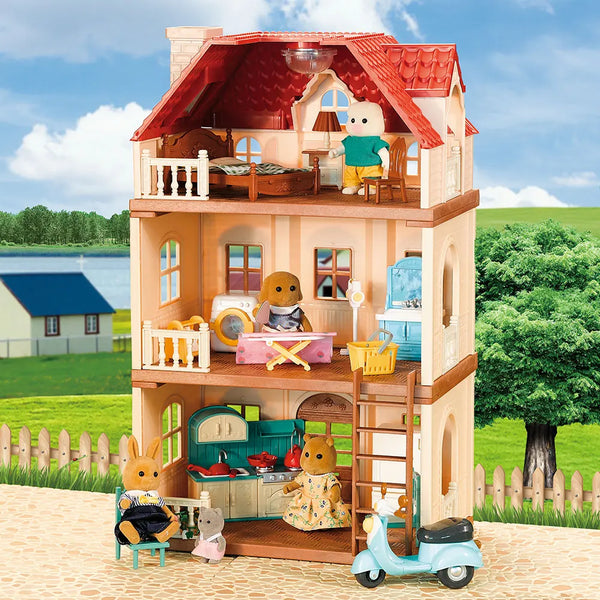 Forest Family Dollhouse – Reindeer Villa Simulation Toy with Furniture